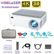 빔프로젝터 스마트빔 회의 캠핑 가정 이동식tv 레이저빔 wiselazer x5 android version led hd 19201080 픽셀 지원 4k hdmi usb 오디오, 무선 버전 w, 나는 플러그