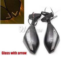 오토바이휴대폰거치대 오토바이 LED 회전 신호 사이드 미러 Suzuki Katana GSX 600 Bandit B-King Gladius, 04 Carbon with arrow