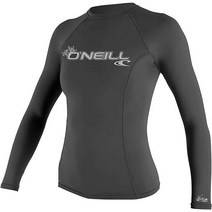 오닐 웨트슈트 여성 오닐 베이직 스킨 UPF 50+ 긴팔 래쉬가드, Graphite, Medium
