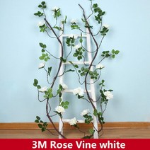인테리어 식물 조화 3M 인공 장미 목련 실크 꽃 덩굴 거실 실내 물 파이프 에어컨 벽 거실 장식, 03 3m rose vine white