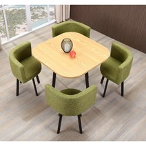 4인가족 화이트 원형 카페테이블세트 사각 라운드 식탁 세트 가정용 공간절약 조립식가구, AE