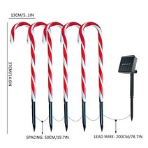 태양열 정원등 태양광 LED 트리전구 실외센서등 야외 태양열 크리스마스 램프 ，태양 사탕 지팡이 빛 LED, 한개옵션1, 01 5pcs Red Crutch