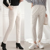 여성 겨울 패딩 바지 방한 팬츠 밴딩 일자 카고 조거 빅사이즈