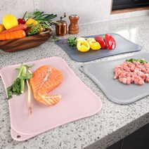 올리오 키친 주방 이유식 위생 컷팅보드 실리콘 도마 2개, 그레이+블루