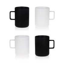 블랙앤화이트 도자기 유광 머그잔 칼라 모던 머그컵 400ml 2+2 세트, 1세트