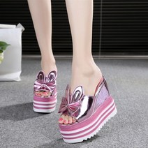 GRSOEZO름시즌 뉴타입 유행패션 여성 통굽 킬힐 12cm화이트슬리퍼 신발한국스타일 웨지힐 여자셔링 유행