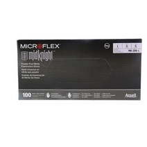 Ansell MK296L 마이크로플렉스 미드나이트 파우더 프리 니트릴 시험 장갑 블랙 라지 1000개 팩 USA 미국