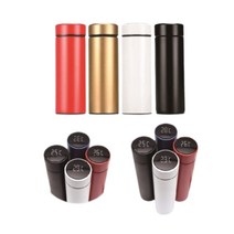 [보온 보냉] HG스마트 LED 텀블러 온도 표시 500ML 차량용 캠핑용 학생용, 블랙
