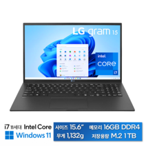 LG그램 터치스크린 15인치 초경량 i7프로세서 11세대 윈도우11 16GB 1TB, 15Z95P, WIN11 Home, i7(1195G7), 블랙