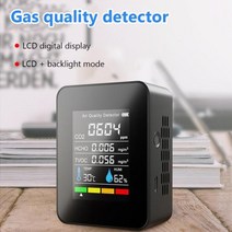 이산화탄소측정기 CO2측정기 5in1 미터 디지털 온도 습도 테스터 감지기 휴대용 대기질 모니터, Black