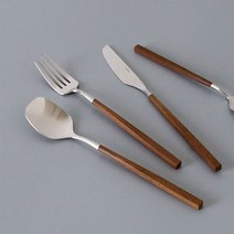 골든벨 큐브 사각 스퀘어 메이플우드 커트러리 양식기 디너 3종 세트, 디너포크