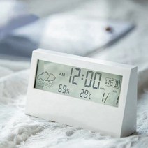 웰닷 디지털 투명 LCD 알람 시계 온습도계 온도 습도, 쿠팡 본상품선택