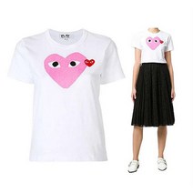 꼼데가르송 CDG 핑크 하트 와펜 티셔츠 AZ-T105-051-4