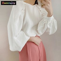 퀸앤조이 노블레스 셔링 퍼프 블라우스***판매자 퀸앤조이***