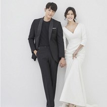 호랑이부부 셀프웨딩드레스 새틴 슬림 머메이드 웨딩드레스 [W14]