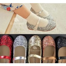 베이비잼 아기 유아 아동 돌잔치 글리터 플랫 반짝이 구두