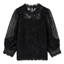 베스띠벨리 괴정 21 레이스 코튼 혼방 블라우스 BDB2421BK