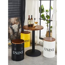 철제 원통 북유럽 고기집 드럼통 체어 라운드 스툴 수납 의자 카페 식당 수납스툴 레스토랑, 블랙 60 라운드 직경 테이블