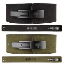 Sonoma Strength Co. 10mm 두께의 가죽이 있는 파워리프팅 레버 벨트 10.2cm(4인치) 프로파일 - 데드리프트 스쿼트 운동용 체육관 벨트 남성 및 여성용 역도, Black