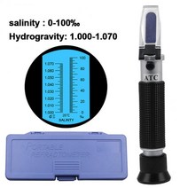 굴절계 측정기 핸드 헬드 0-100% 염분 수족관 ATC 굴절계 1.000-1.070SG 수족관 용 염분 해수 염분 계, 01 CHINA