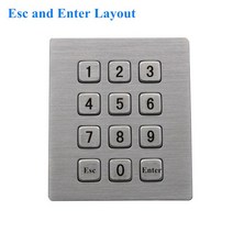 메탈키패드12 키 스테인레스 스틸 금속 방수 산업용 IP65 3x4 키오스크 숫자 키패드, 한개옵션2, 02 Esc and Enter Layout, 04 RS232 Interface