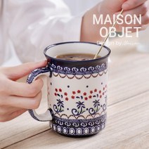 프라카 폴란드풍 도자기 일자머그 대 550ml, 스타플라워, 1개