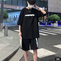 가바바 남성 반팔 트레이닝복 세트 형광스티커로 어두울수록 더 유니크한 여름 트레이닝복 세트 G60289