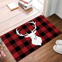 Meet 1998 Christmas Winter Deer Buffalo Plaid Door Mats Rug Floor Mats Front Doormats Non-Slip Bedro, 1