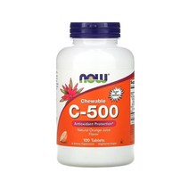 Now Foods 나우 푸드 츄어블 C 500 오렌지 주스 맛 100정 아스코르브산 아스코르빈산 나트륨 아세로라 감귤 바이오플라보노이드 효능, 1개, 기본