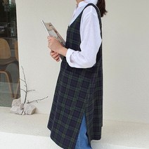 방가지똥 앞치마 통원피스 단추없는 블랙와치 앞치마, 1개
