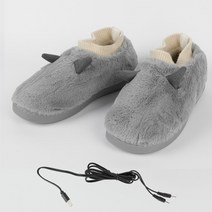 절전형 온풍기 실내 거실 탁상용 캠핑 팬히터 발 USB 따뜻하게 조정 온도 온수 핏 이동식 빨 플러시 귀여운 슬리퍼 겨울 액세서리, Grey USB_40-41