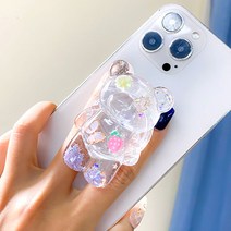 나비 큐빅 곰돌이 그립톡 에폭시 스마트톡 아크릴 레진 입체, 화이트