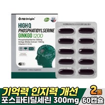 엔젯오리진 하이큐 포스파티딜세린 징코 60캡슐, 2박스, 1200mg x 60캡슐, 60정