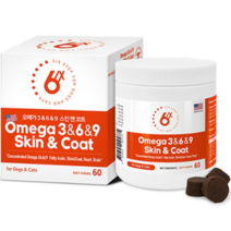 식스스텝 반려동물 오메가 369 스킨앤코트 영양제, 소고기 향, 3개