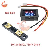 DC0-100V/7-110V 50A 디지털 전압계 전류계 LED 디스플레이 DC Amp 볼트 미터 테스터 검출기 FL-2 션트 포, 01 50A Red Blue 0-100V
