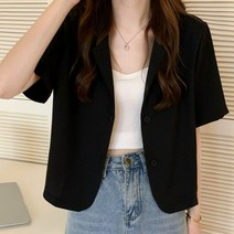 세린 여성 여름 반팔 크롭 싱글 자켓