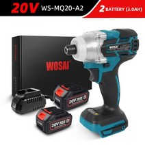WOSAI-무선 전기 스크루 드라이버 20V 토크 155NM 브러시리스 임팩트 렌치 충전식 드릴 드라이버 + LED 라이트, CHINA, WS-MQ20-A2, EU