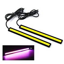 자동차 LED 스트립 조명 방수 주간 주행등 dc12 v DRL COB 라이트 바 방향지시등 자동차용 2 개, [06] pink