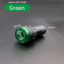 AD16-16SM 16 /22mm 경고 부저 깜박이 빨간색 LED 간헐적 인 소리 경보 표시기 12V 24V 110V AD16-22SM, 22mm-Green_12V
