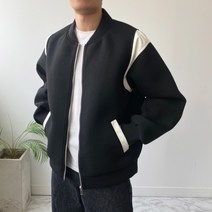 네오프렌 스타디움 배색 야구점퍼 남자 오버핏 블루종