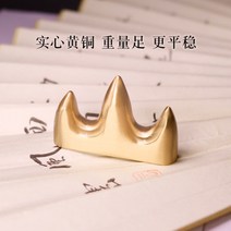 벼루먹 황동 펜 산 홀더 크리 에이 티브 도서 프랑스어 그림 브러시 교수형 문진 눈금자 구리 미니 장식품, [01] 구리 Bijia 산, 푸른 꽃 자루 가방을 보