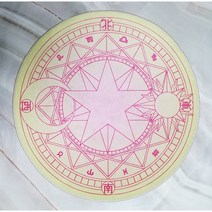 타로 스프레드천 오로라 마법진 원형 타로 카드 러그, 핑크&옐로우그린 60cm
