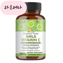 오가닉 베다 비건 비타민 C 인디안구스베리 암라 120베지캡슐, 1개, 120개