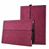 Microsoft Surface Pro 9 8X13 인치 PU 가죽 태블릿 스탠드 커버 용, Tablet Case Wine Red