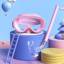 키즈네온 스위밍고글 프리다이빙 스노클세트 올인원 스노쿨링 잠수경 마스크 물놀이필수템 드라이, 초콜릿 색상 평평한 빛