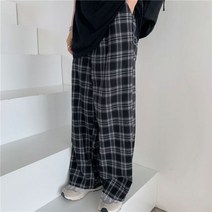 코듀로이 편한 부츠컷 세미 슬랙스 와이드 팬츠 특대 3L 체크 무늬 바지 캐주얼 루즈 레트로 십대 스트레이트 남여 Streetwear