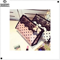 화장품보관 평평한바닥 스탠딩가능 연분홍리본장식 메이크업파우치 비즈파우치