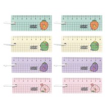 핑크풋 당친 눈금자 메모지 4종 x 2p세트, 핑크+퍼플+민트+아이보리, 10세트