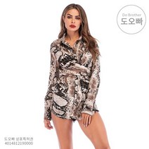 도오빠 여성 셔츠 스네이크 블라우스 쉬폰 긴팔 긴소매 뱀피무늬 루즈핏 미국 유럽 스타일 예쁜 편한 의류 패션 캐주얼 봄 여름 가을 데이트룩 오피스룩 데일리룩 코디 직장인 중년 여자셔츠