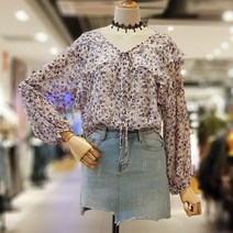 오더렛 오더렛 플라워 프릴 쉬폰 블라우스-1 (5230435)